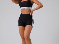 Short Fitness Feminino Preto Com Elástico Lateral Prata Nation Dlk