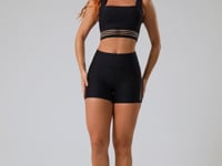 Short Fitness Feminino Preto Com Elástico Lateral Vazado Nation Dlk