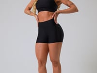 Short Fitness Feminino Preto Com Elástico Lateral Furadinho Nation Dlk