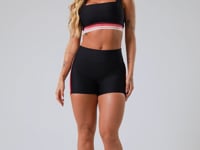 Short Fitness Feminino Preto Com Elástico Lateral Degradê Rosa Nation Dlk
