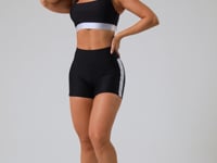 Top Fitness Feminino Preto Com Decote Reto E Elástico Prata Nation Dlk