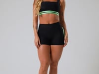 Top Fitness Feminino Preto Com Decote Reto E Elástico Listrado Verde Nation Dlk