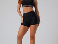 Short Fitness Feminino Preto Com Elástico Em Lurex Nation Dlk