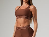 Short Fitness Feminino Com Elástico No Cós E Tule Lateral Activity Dlk Marrom