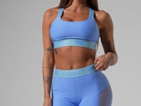 Short Fitness Feminino Com Elástico No Cós E Tule Lateral Activity Dlk Azul