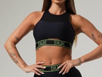 Top Fitness Feminino Com Elástico Na Base E Tule Activity Dlk Preto