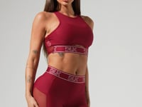 Top Fitness Feminino Com Elástico Na Base E Tule Activity Dlk Vermelho Cereja