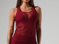 Camiseta Fitness Feminina De Tule Activity Dlk Vermelho Cereja