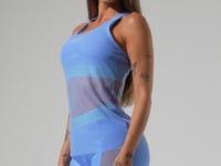 Camiseta Fitness Feminina De Tule Activity Dlk Azul