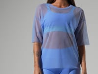 Blusa T-shirt Fitness Feminina De Tule Activity Dlk Azul