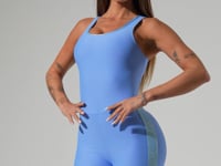 Macaquinho Feminino Fitness Com Elásticos E Costas Vazadas Activity Dlk Azul