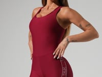 Macaquinho Feminino Fitness Com Elásticos E Costas Vazadas Activity Dlk Vermelho Cereja