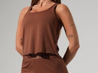 Cropped Regata Feminino Com Elástico Na Lateral Activity Dlk Marrom