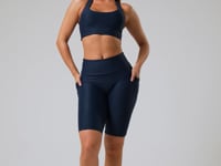Bermuda De Treino Feminina Com Bolsos Básica Dlk Azul Marinho