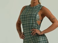 Vestido Saída De Praia Com Maxi Cava Solaris Dlk Estampado Xadrez