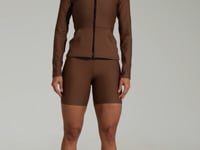 Casaco Fitness Feminino Marrom com Zíper e Bolsos Aura Dlk