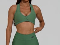 Top Fitness Feminino Verde Decote Transpassado Action Dlk