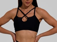 Top Fitness Feminino Preto Decote Gota Com Alça Dupla Action Dlk