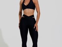 Legging Fitness Feminina Preta Com Cós Cruzado Action Dlk