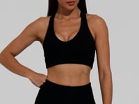 Top Fitness Feminino Preto Canelado Modelo Nadador Action Dlk