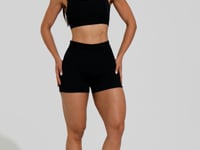 Short Preto Canelado Com Elástico Na Cintura Action Dlk