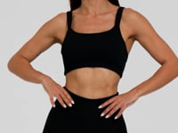 Top Fitness Feminino com Bojo Preto Canelado Action Dlk