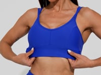Top Fitness Feminino Azul Com Recorte E Alça Dupla Action Dlk
