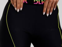 Short Fitness Feminino Preto Elástico Colorido Na Cintura Action Dlk