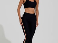 Legging Fitness Feminina Preta Elástico Lateral Colorido Action Dlk