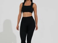 Top Fitness Feminino Preto Canelado Com Elástico E Detalhe Costas Action Dlk