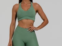 Top Fitness Feminino Verde Canelado Modelo Nadador Action Dlk