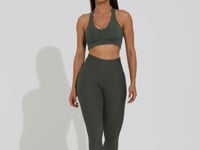 Legging Fitness Feminina Chumbo Canelada com Recorte Action Dlk