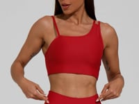 Top Fitness Feminino Assimétrico Vermelho Action Dlk