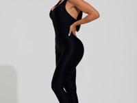 Macacão Fitness Feminino Preto Com Bojo E Alça Dupla Action Dlk