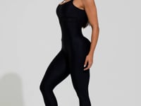 Macacão Fitness Feminino Preto Alça Dupla E Elástico Vazado Action Dlk