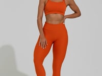 Top Fitness Feminino Com Bojo Laranja Canelado Action Dlk