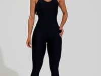 Macacão Fitness Feminino Preto Alça Dupla Nas Costas Action Dlk