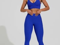 Top Fitness Feminino Azul Canelado Modelo Nadador Action Dlk