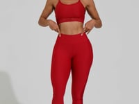 Legging Fitness Feminina Vermelha Elástico Lateral Action Dlk