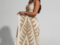 Canga Saída De Praia Solaris Dlk Estampada Boho Chevron Dourado