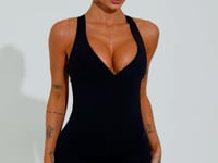 Macaquinho Fitness Feminino Nadador Com Decote Soul Dlk Preto