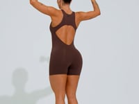 Macaquinho Fitness Feminino Nadador Com Decote Soul Dlk Marrom