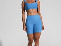 Top Fitness Feminino Azul Com Alça Larga E Recortes Aura Dlk