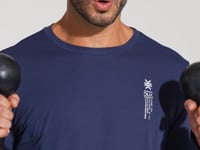 Camiseta Fitness Masculina Manga Longa Mescla Dlk Azul Marinho