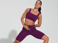 Top Fitness Feminino Decote Reto Com Recortes Roxo Básico Dlk