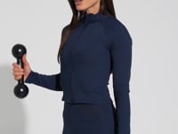 Casaco Fitness Feminino Com Detalhe Canelado Motion Lines Dlk Azul Marinho