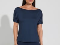 Blusa Feminina Decote Canoa Motion Lines Dlk Azul Marinho