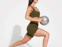 Top Fitness Feminino Decote Quadrado Com Detalhe Canelado Motion Lines Dlk Verde Oliva