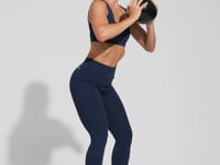 Top Fitness Feminino Decote Quadrado Com Detalhe Canelado Motion Lines Dlk Azul Marinho