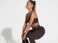 Legging Fitness Feminina Com Elástico No Cós E Detalhe Em Tule Activity Dlk Marrom Café